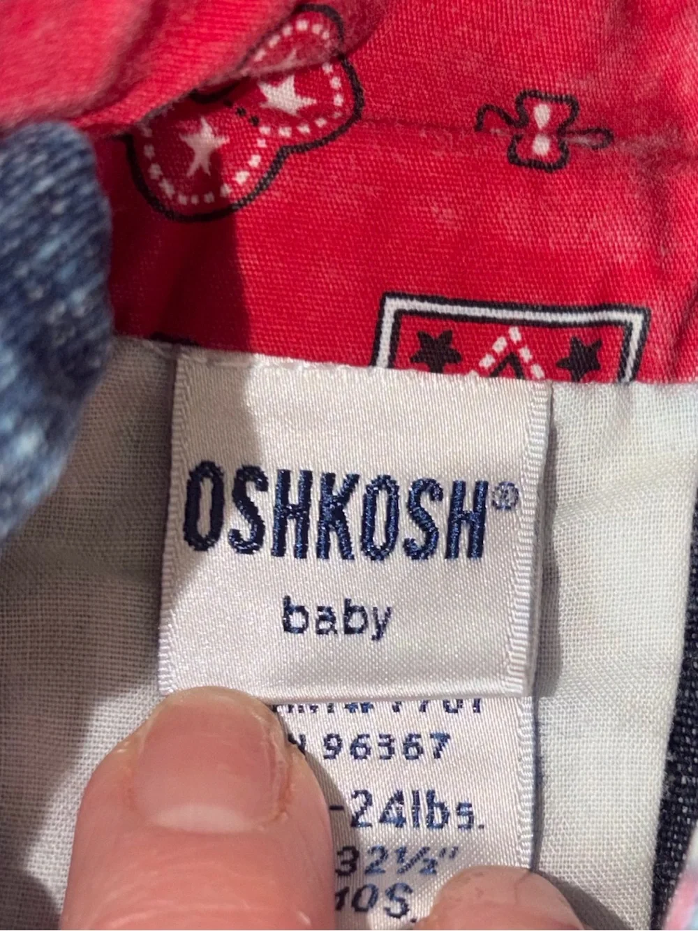 Vintage Y2K OshKosh B'gosh Denim Overalls Red Bandana 18m Western Americana